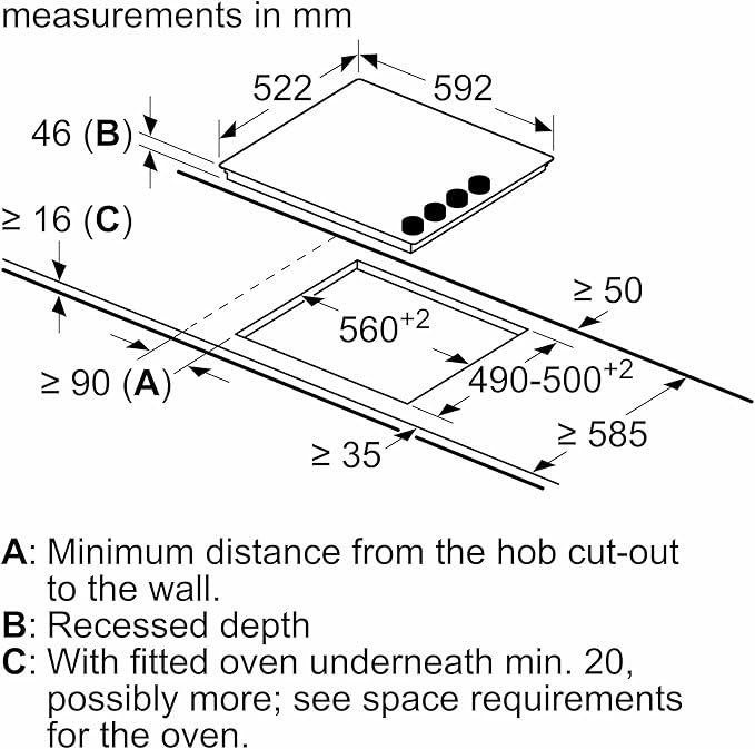 Bosch Home & Kitchen Appliances Bosch PKE611CA3E Elektro-Kochfeld, 60 cm, schwarz, eingebaut, Serie 2